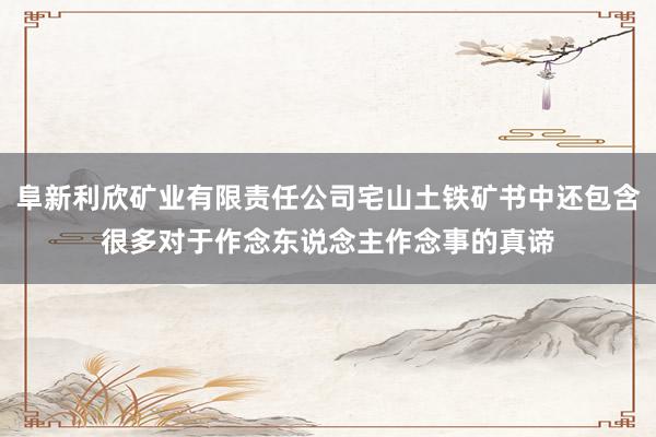 阜新利欣矿业有限责任公司宅山土铁矿书中还包含很多对于作念东说念主作念事的真谛