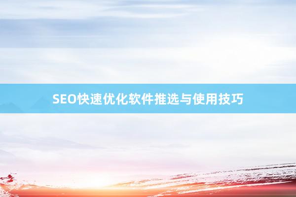 SEO快速优化软件推选与使用技巧